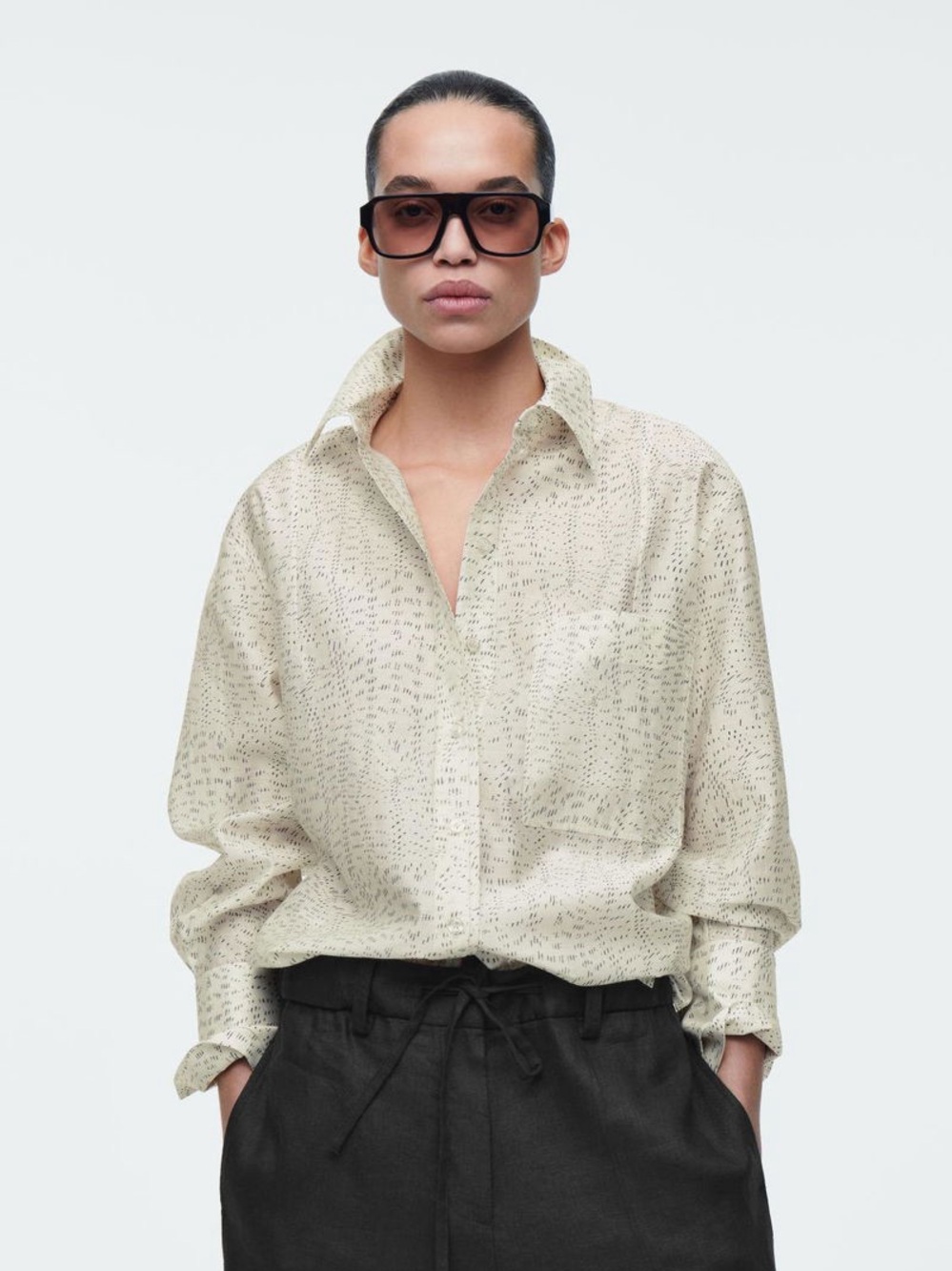 COS Printed Fluid Shirt Cream 8